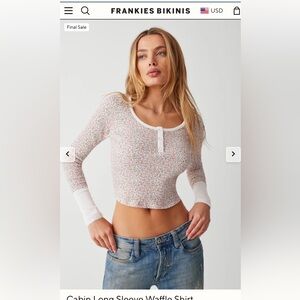 NWT Frankies Bikinis Cabin Long Sleeve Waffle Shirt, XS